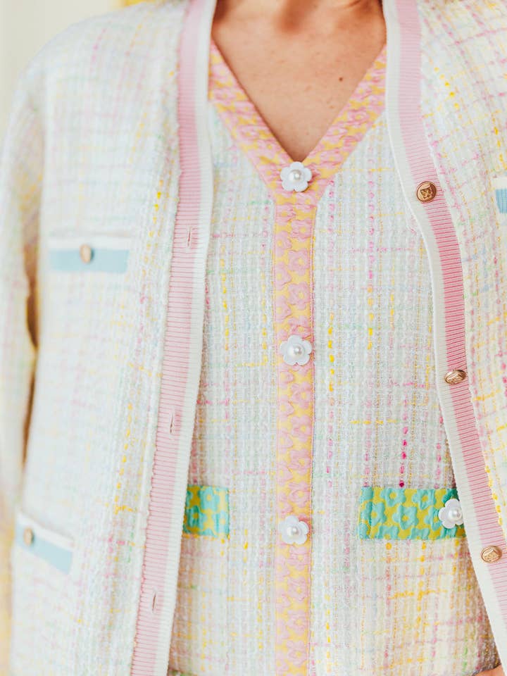 Brianna Cannon - Wholesale Cardigan - Women's - Pastel Tweed Cardigan