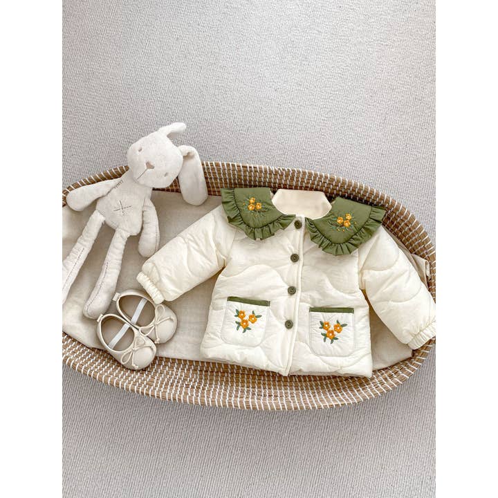 MyKids-USA® - Wholesale Coat - Kids - Winter New Arrival Baby Kids Girls Flowers Embroidery Single Breasted Thick Coat