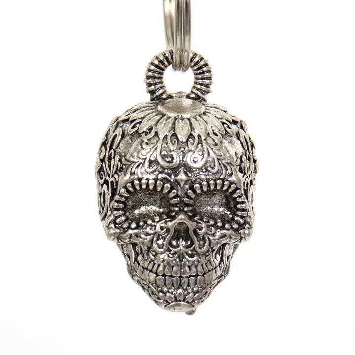SILVER Hot Leathers Sugar Skull Bell BEM1029 for wholesale on Faire