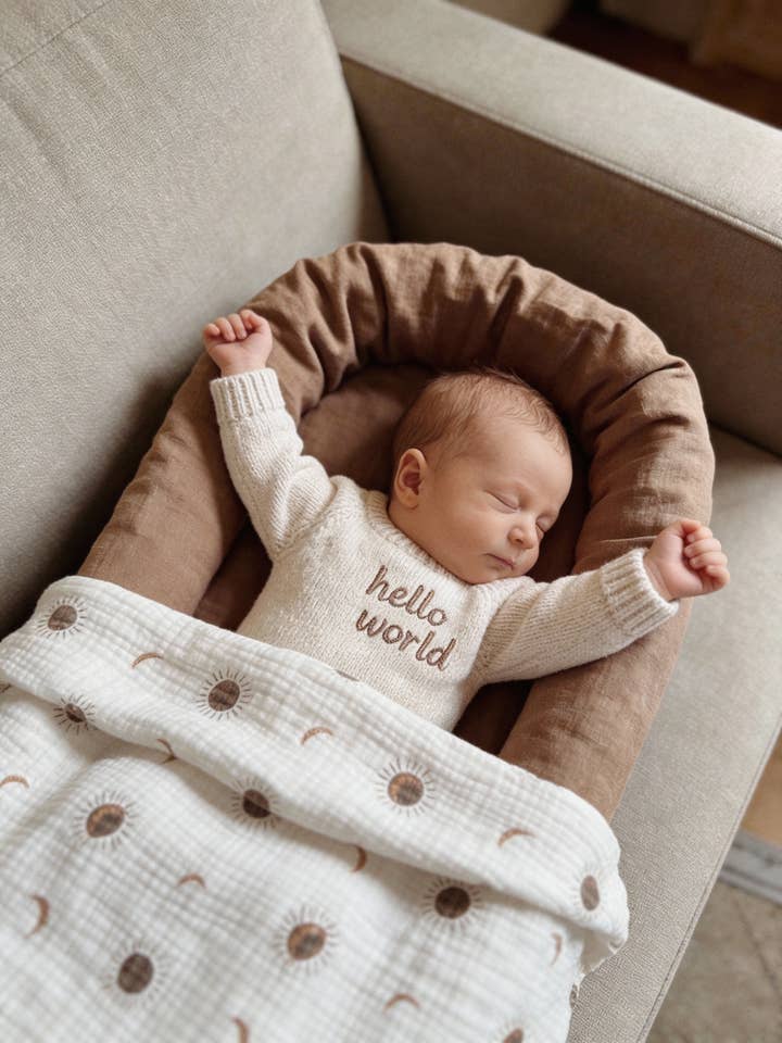 Organic Muslin Baby Blanket – Moon & Sun Celestial Print (85 for wholesale by Ada Baby