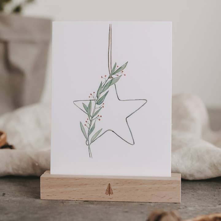 Star Wreath watercolor card (VE = 10 pieces) for wholesale by Eulenschnitt