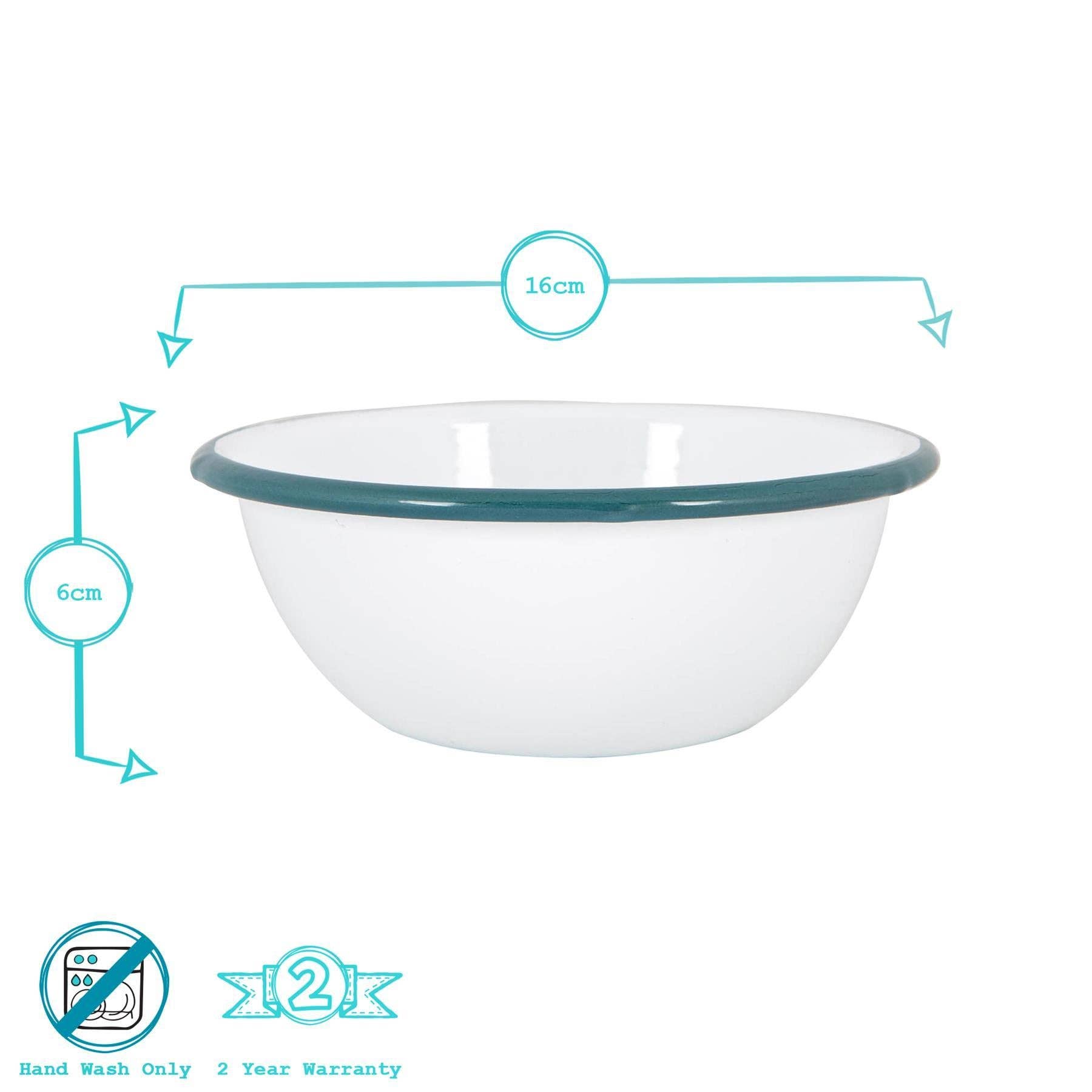Rinkit Ltd – wholesale Bowl – Argon Tableware White Enamel Bowl - 16cm - Green5