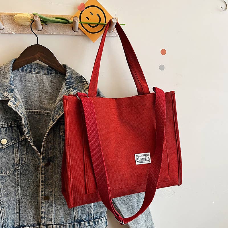 wandf - Wholesale Tote Bag - Women's - Corduroy Tote Bag Handheld and Single Shoulder School Tote7