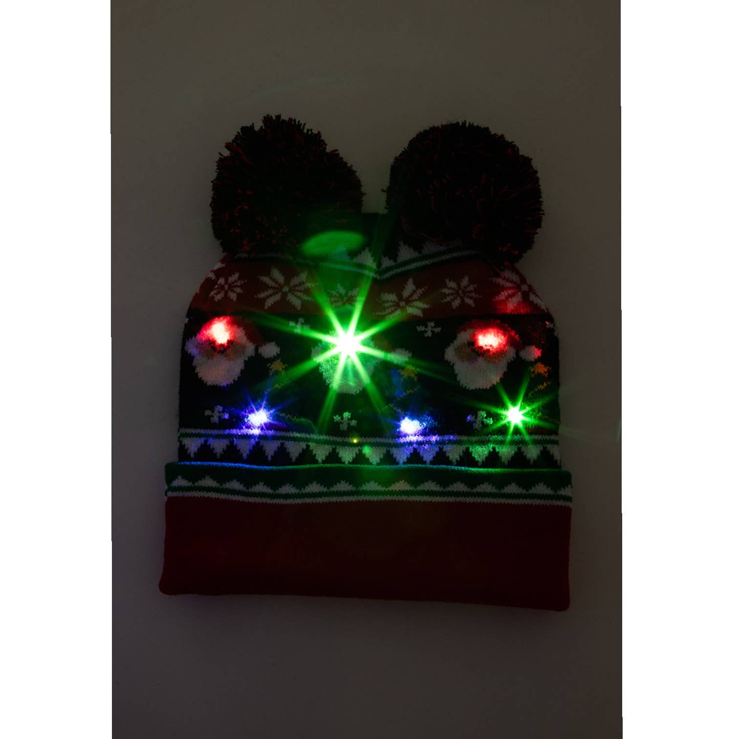 LA Jewelry Plaza - Wholesale Beanie - Women's - Double Pom Pom LED Christmas Light Up Beanies Set2