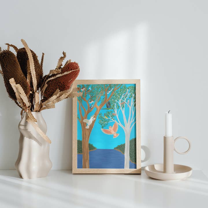 'Birdwatching' Art Print for wholesale by Eliza Barnes