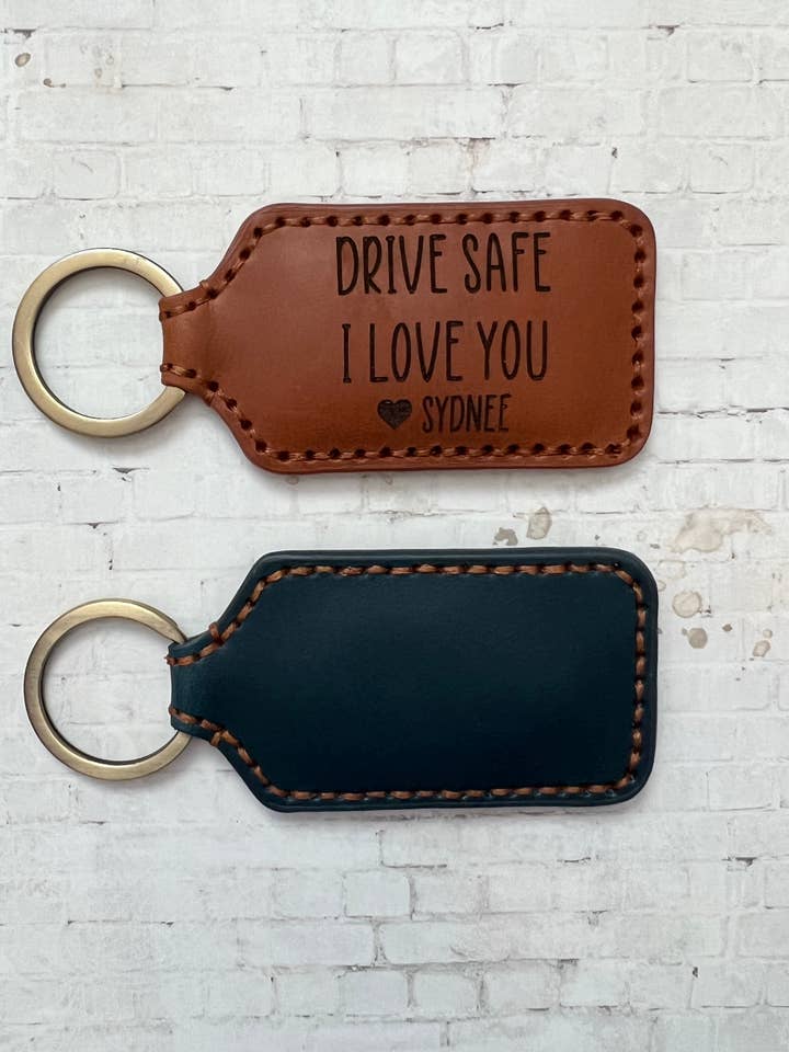 Leather Rectangle Keychain for wholesale by KW Laser Supplies