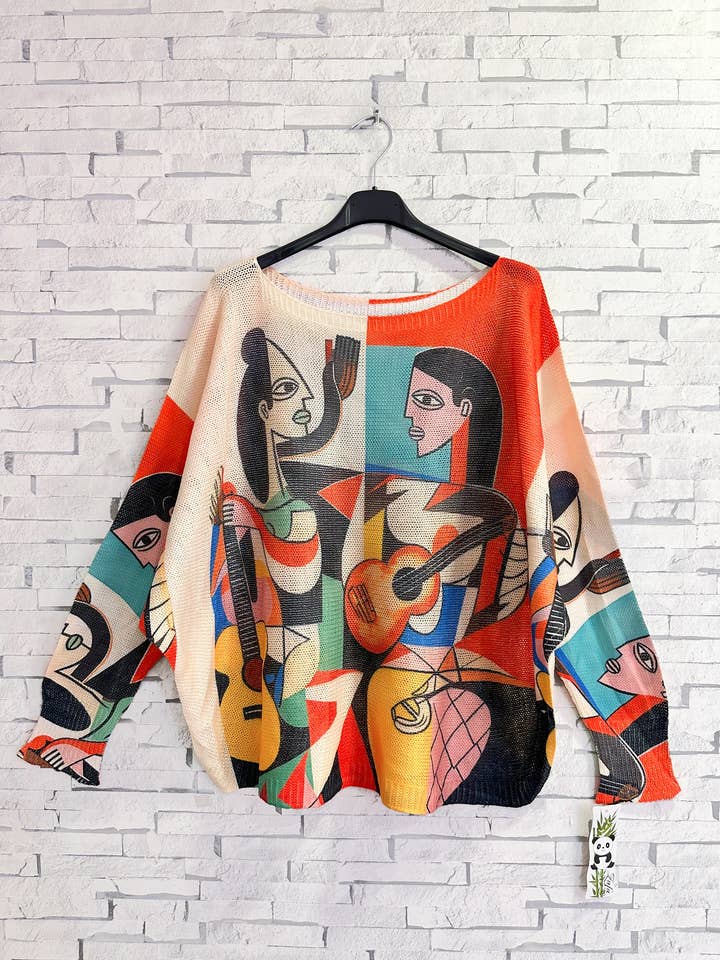 29F12H57-407-Printed knit sweater for wholesale by ZAFA PARIS