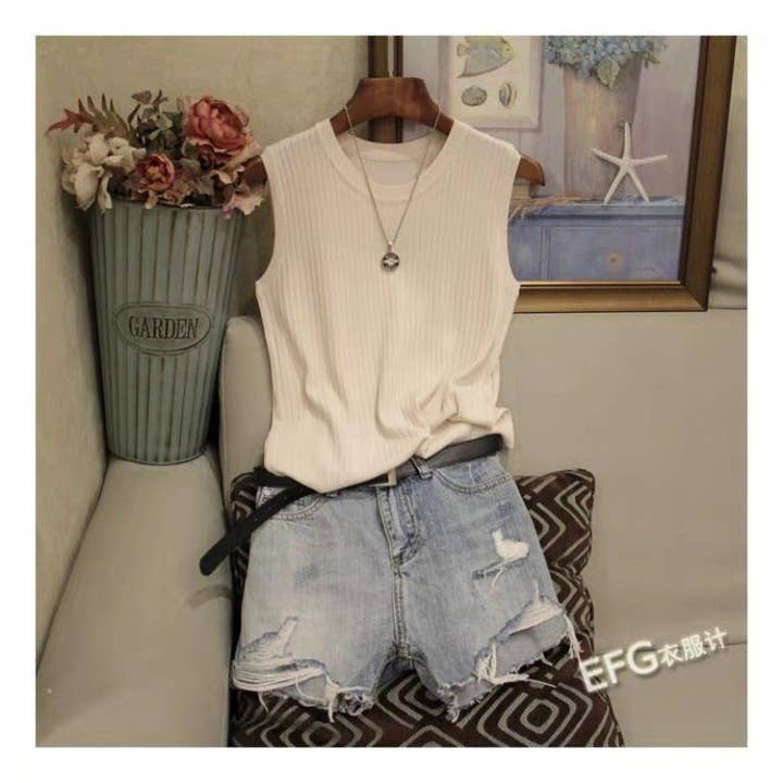 Hope & Sunshine - Wholesale Tank Top - Women's - Slim Ice Silk Sleeveless Knit Tank Top