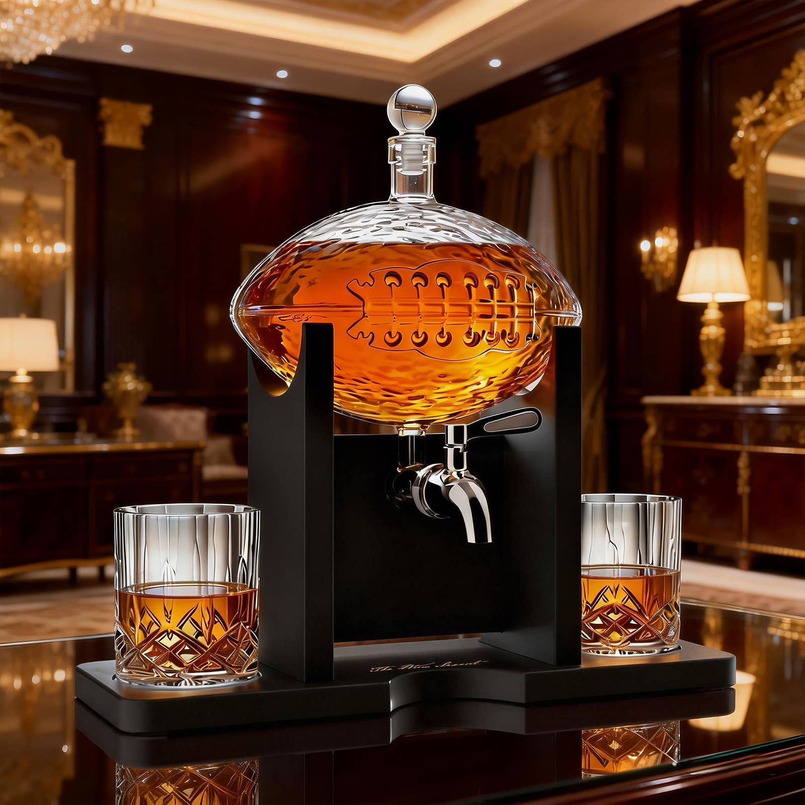 The Wine Savant /  Khen Glassware – Decantador por atacado – Conjunto Decanter de Futebol com 2 Copos de Whisky e Vinho | 1400mL5
