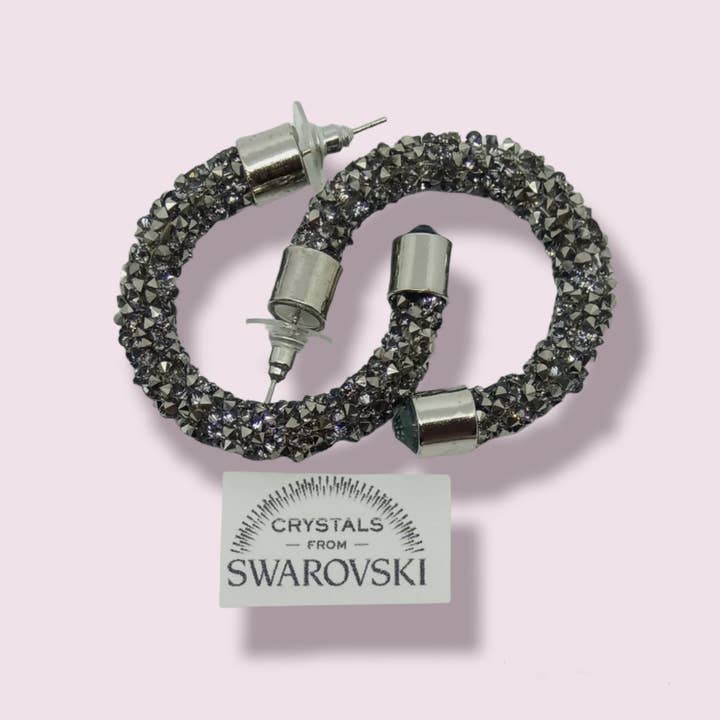 HTB – Großhandel Hoops – Große Damen-Creolen 4 cm Swarovski-Kristalle
