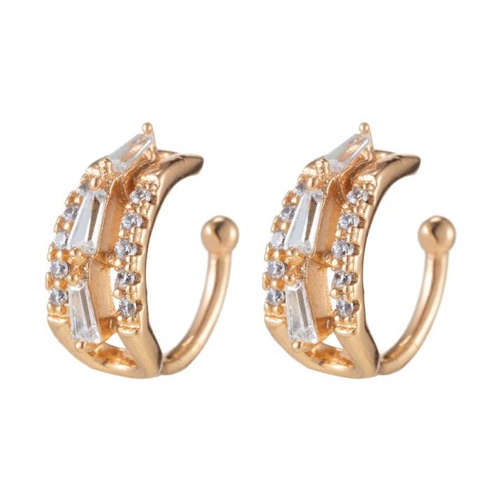 1x 18k Gold Filled Ear cuffs Gold ear cuff ear cuff no piercing Micro Pave earcuff cartilage cuff non pierced ear cuff, AI-050 for wholesale by Aim Eternal