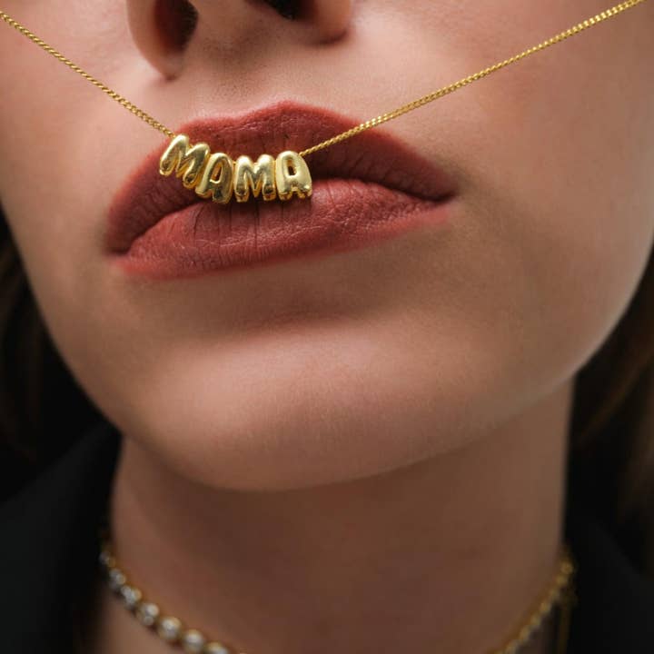 Selen Jewels – wholesale Pendant/charm necklace – 3D Bubble Letter Necklace