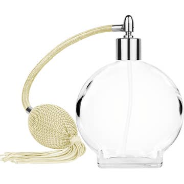 Best Bottles - Wholesale Atomizer Bottle - Clear Circle Glass Bottle-100ml (Multiple Bulb&Cap Colors)