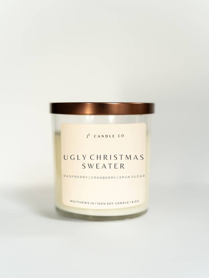 Ugly Christmas Sweater - Raspberry, Cranberry, Spun Sugar for wholesale by J Squared Candle Co