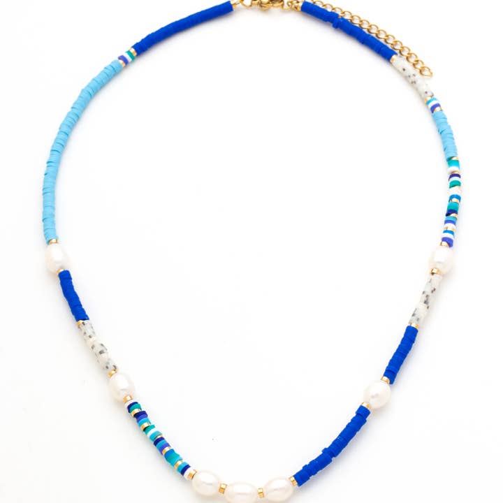 Bijoux 7bis - Wholesale Beaded/Pearl Necklace - Steel Rondelle Gum Beads Necklace