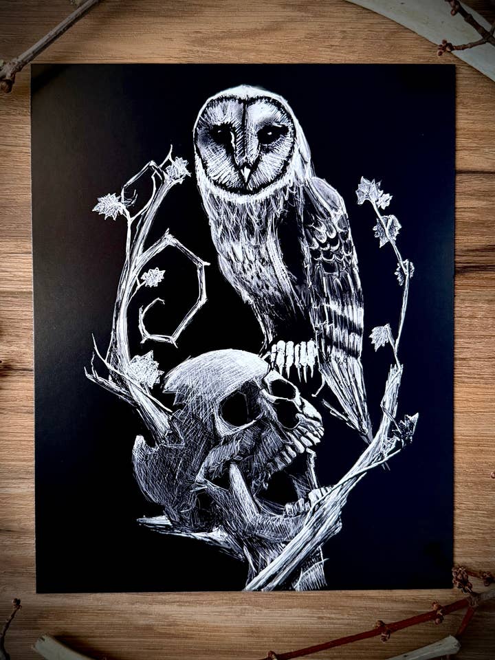 Kranie og Ugle Kunsttryk for engroshandel hos Signum Somnia