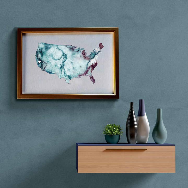 America Watercolour Map for wholesale by EJayDesign