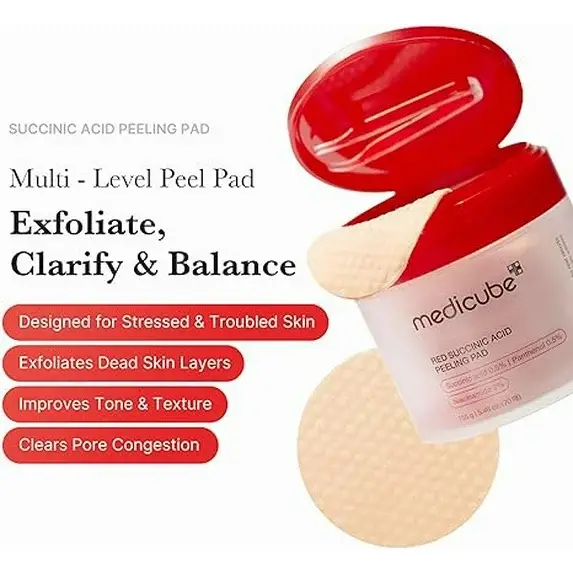KPurity - Wholesale Facial Exfoliant/Scrub - Medicube Red Succinic Acid Peeling Pad with Panthenol 70Pads2