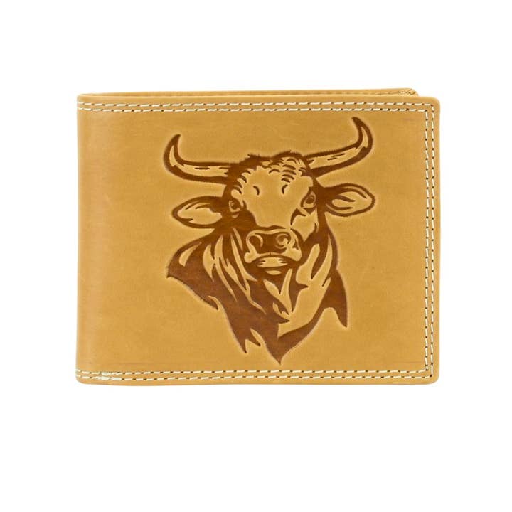 Leather Impressions Inc - Wholesale Wallet - Men's - Oil Pull Up Embossed Steer Bifold Wallet ABB 0065