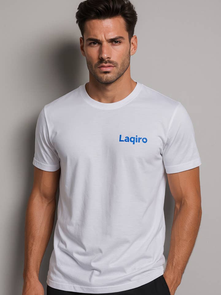 NHP International - Wholesale Screen Printed T-Shirt - Men's - White and black Laqiro smiley men's t-shirts1