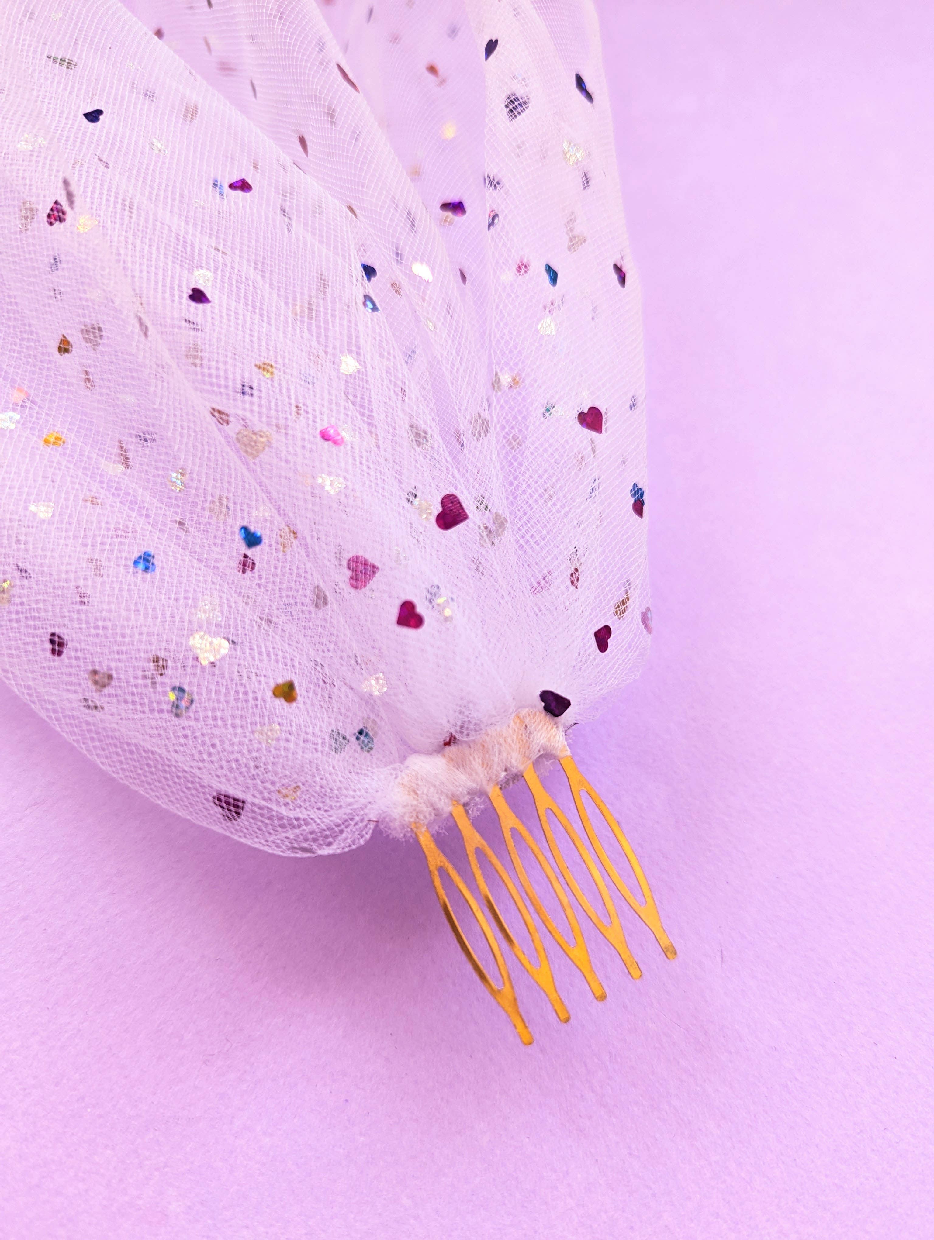 FashionMeme LLC - Vente Voile – femme - Mini voile de bachelorette multicolore confettis papillons étoiles15