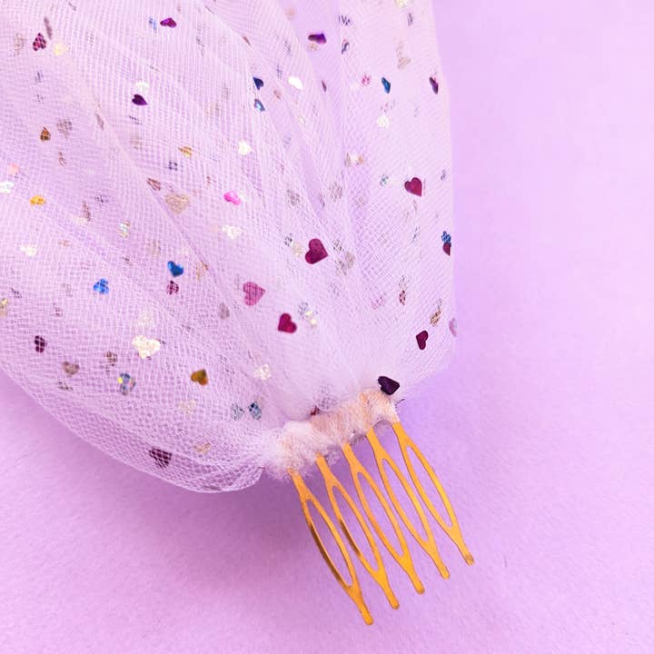 FashionMeme LLC - Wholesale Veil - Women's - Mini Bachelorette Veil Multi Color Confetti Butterfly Stars6