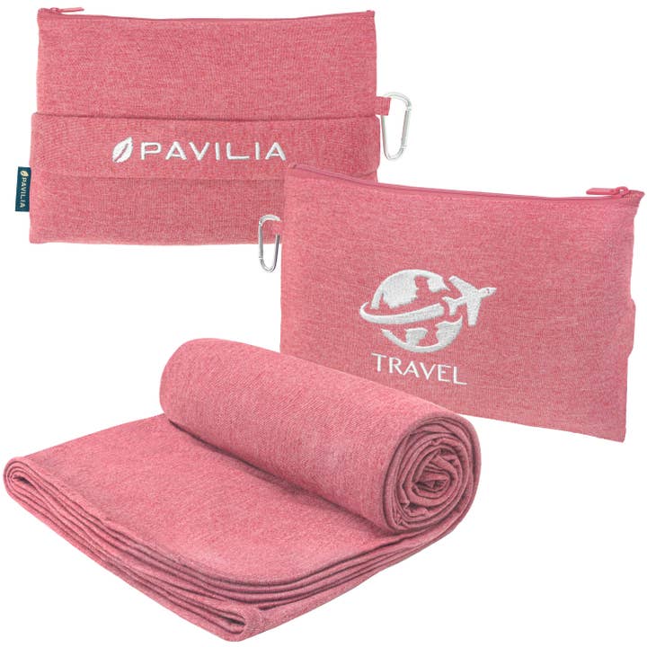 Pavilia - Wholesale Travel Blanket - Compact Fleece Travel Blanket Pillow2
