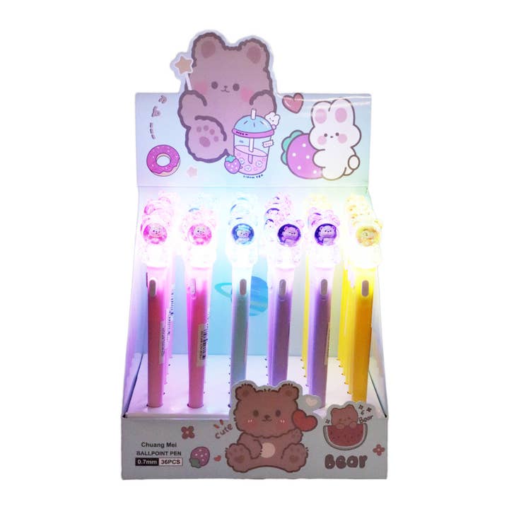 ASSORTED Teddy Bear Astronaut Led Light-up Pen - 36 Pcs for wholesale on Faire1