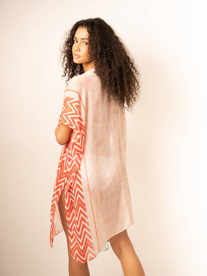 Belle Com'Elle - Wholesale Poncho - Women's - Geometric Design Lightweight Open Beach Poncho/PL24895