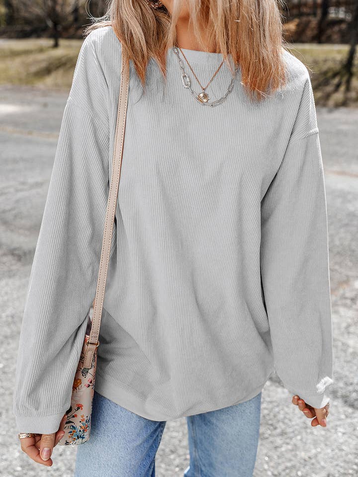 LALA LOO - Wholesale Sweatshirt - Women's - Corduroy Ribbed Oversized Sweatshirt19