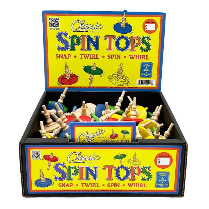 Aero-Motion, Inc. - Wholesale Wood Toy - Kids - Classic Wooden Spin Top 72 Unit Impusle Display