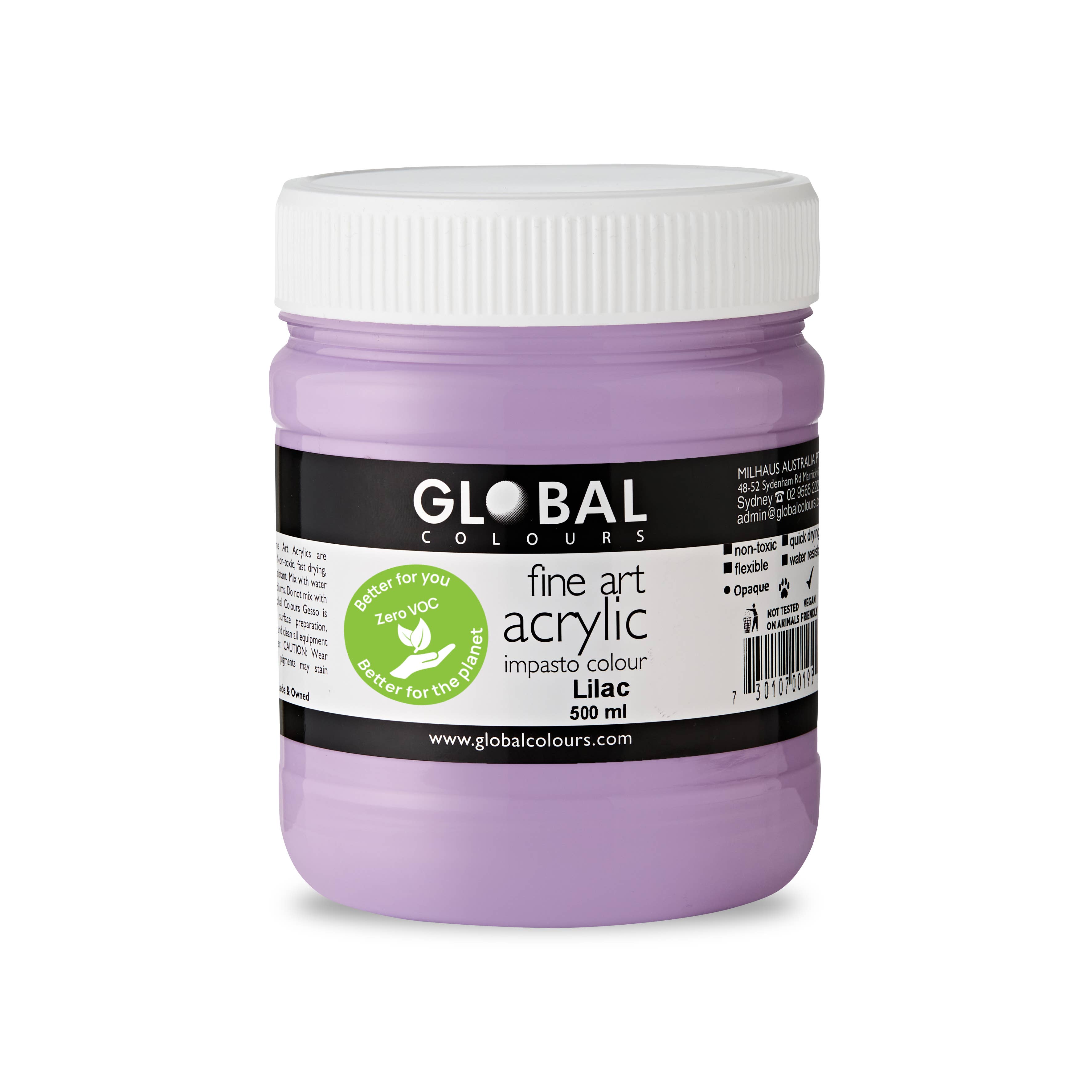 Global Colours - Acrylic Artists Paint - Wholesale Acrylic paint - Lilac ECO Fine Art Acrylic 500ml0