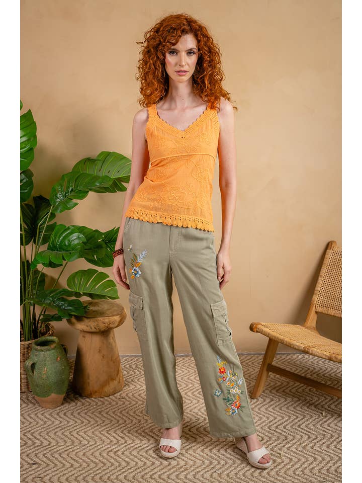 Paparazzi By Biz - Wholesale Tank Top - Women's - 4275-LBT Embroidered Woven Tank w/Crochet Trim - Unlined