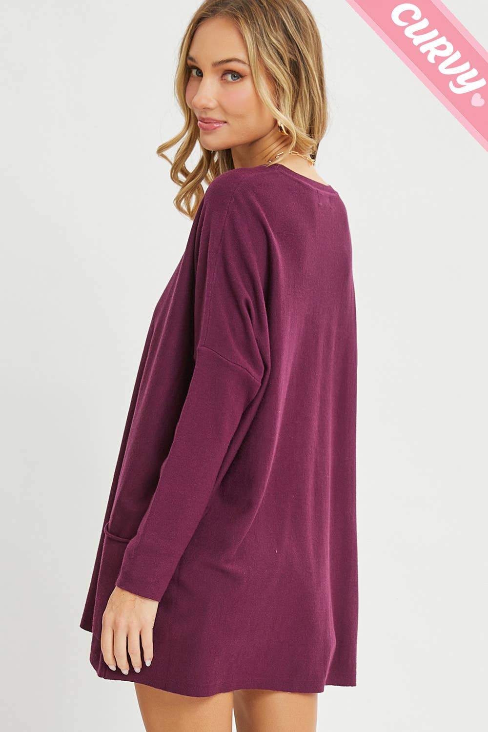 Sweet Lovely by Jen - Wholesale Tunic Sweater - Women's - FRONT POCKET OVERSIZE SWEATER PLUS SIZE65