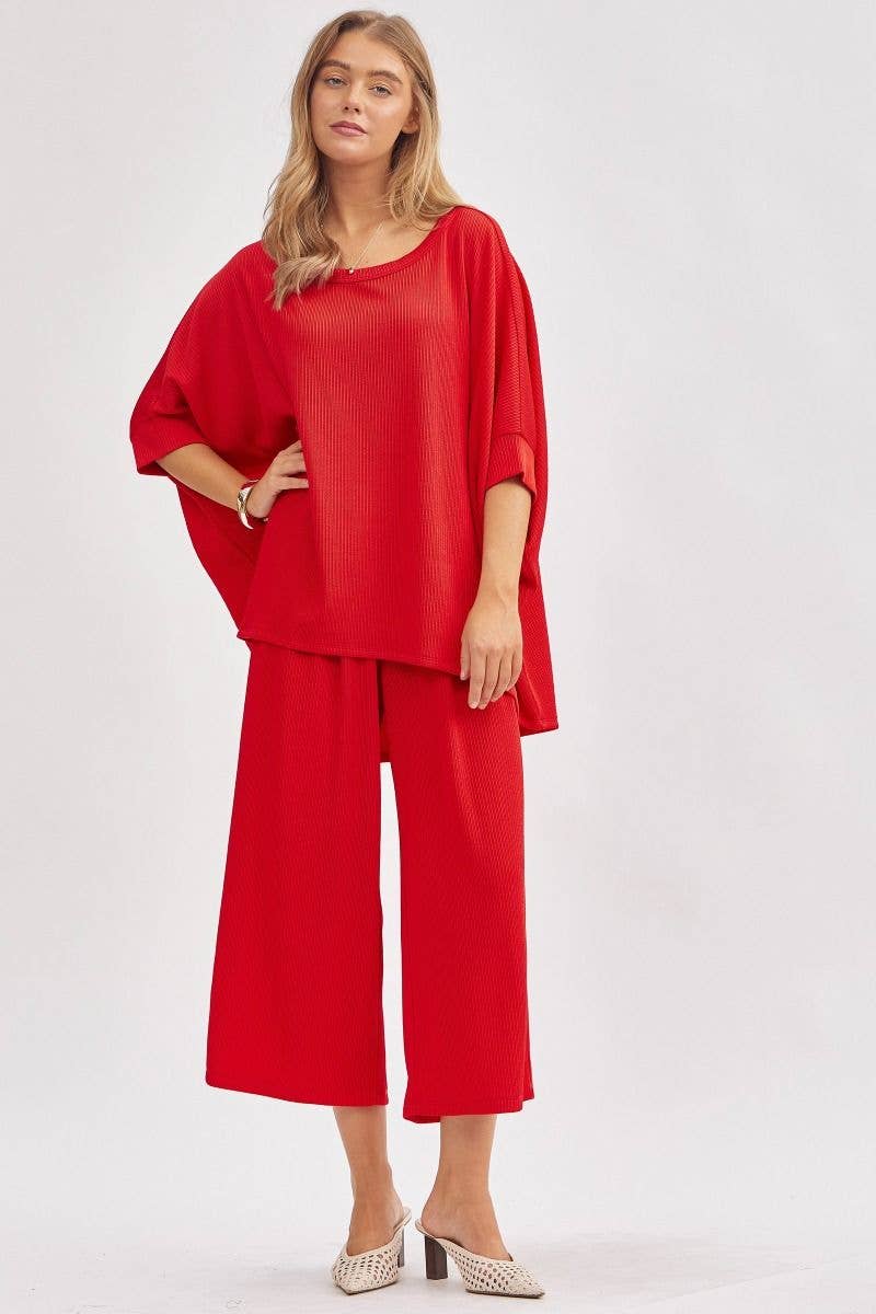 Dear Scarlett – Engroshandel Top- og buksesæt (IKKE Loungewear) - Dame – Solid Bluse + Bred Ben Sæt TRVSET-BALI0