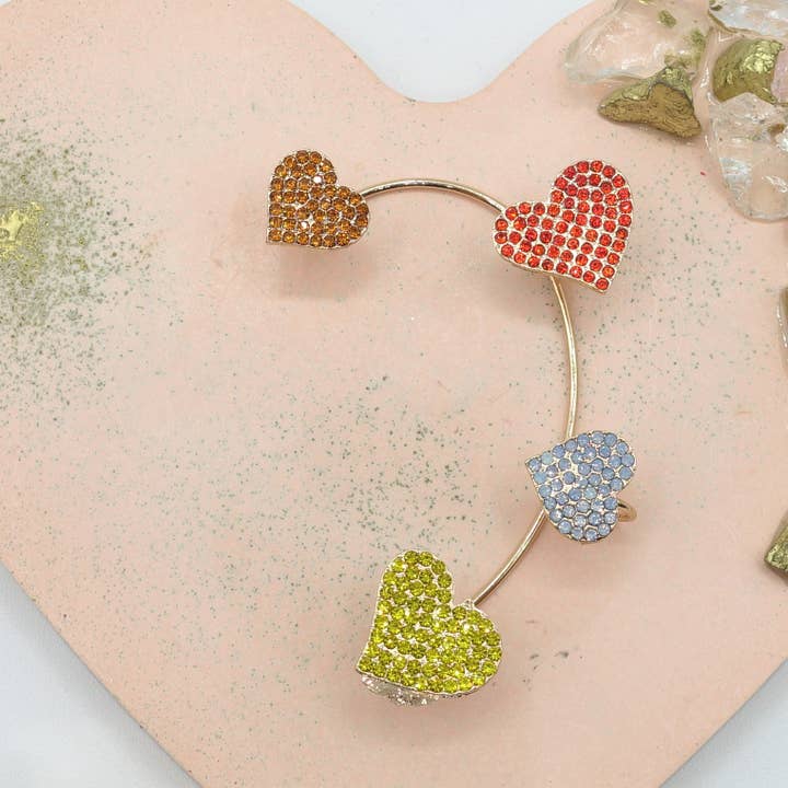 Daemon srls - Wholesale Cuff/Wrap Earrings - QUERIDA ~ EARCUFF mono orecchino con cuori in cubic zirconia3