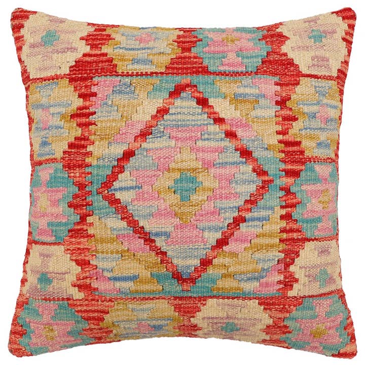 Bohemian Cory tyrkisk håndvævet Kilim-pude - 18 „x 18" for engroshandel hos Arshs Fine Rugs