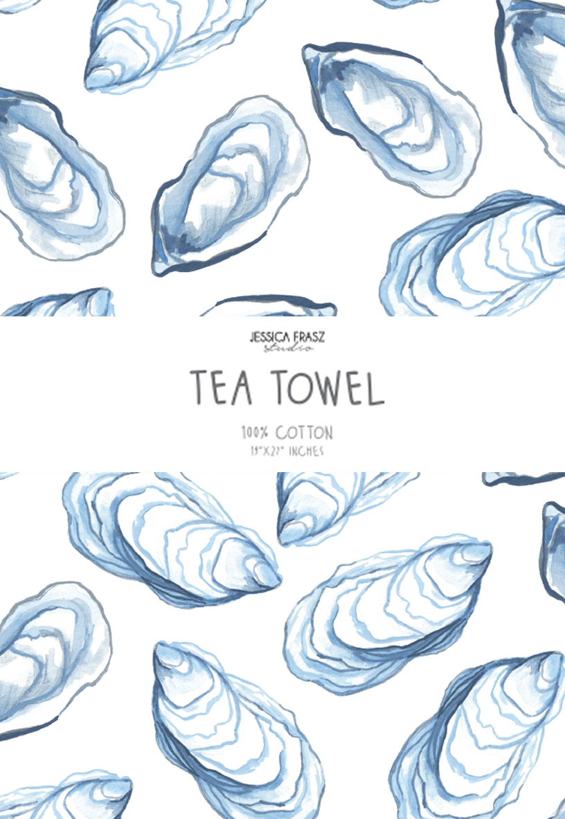Jessica Frasz Studio – Großhandel Geschirrtücher – Auster-Küsten-Dekor Geschirrtuch4