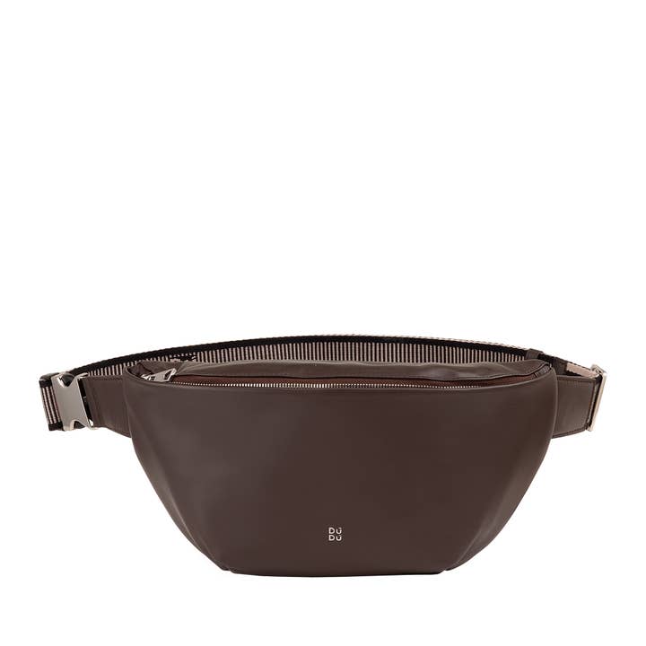 Marsupio in pelle Dudu con 3 cerniere color caffè marrone per la vendita all'ingrosso da parte di dudu