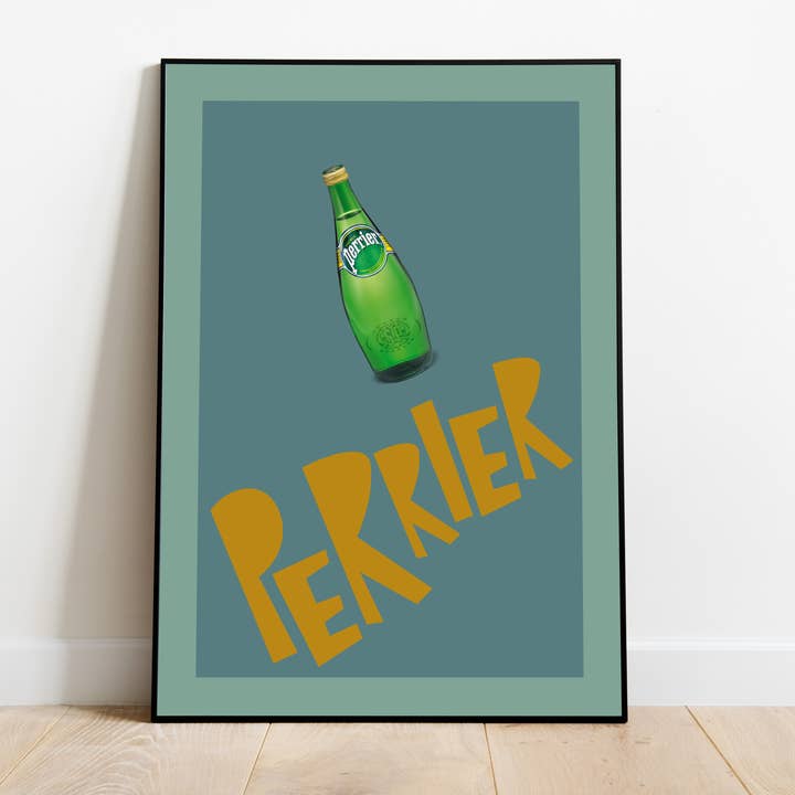 Perrier, Kitchen Pop Art Print, Retro 70s Decor, Giclée for wholesale by Jaffa Orange