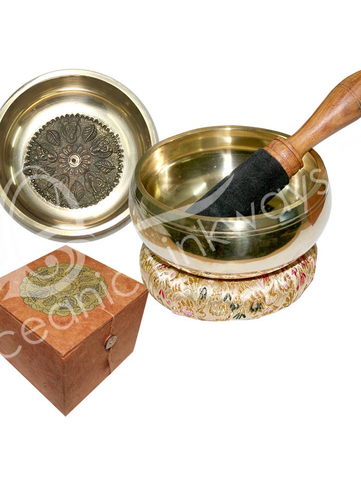 (SET)SINGING BOWL - GIFT SET WHEEL OF LIFE 4.5"DIA. for wholesale by Oceanic Linkways Inc