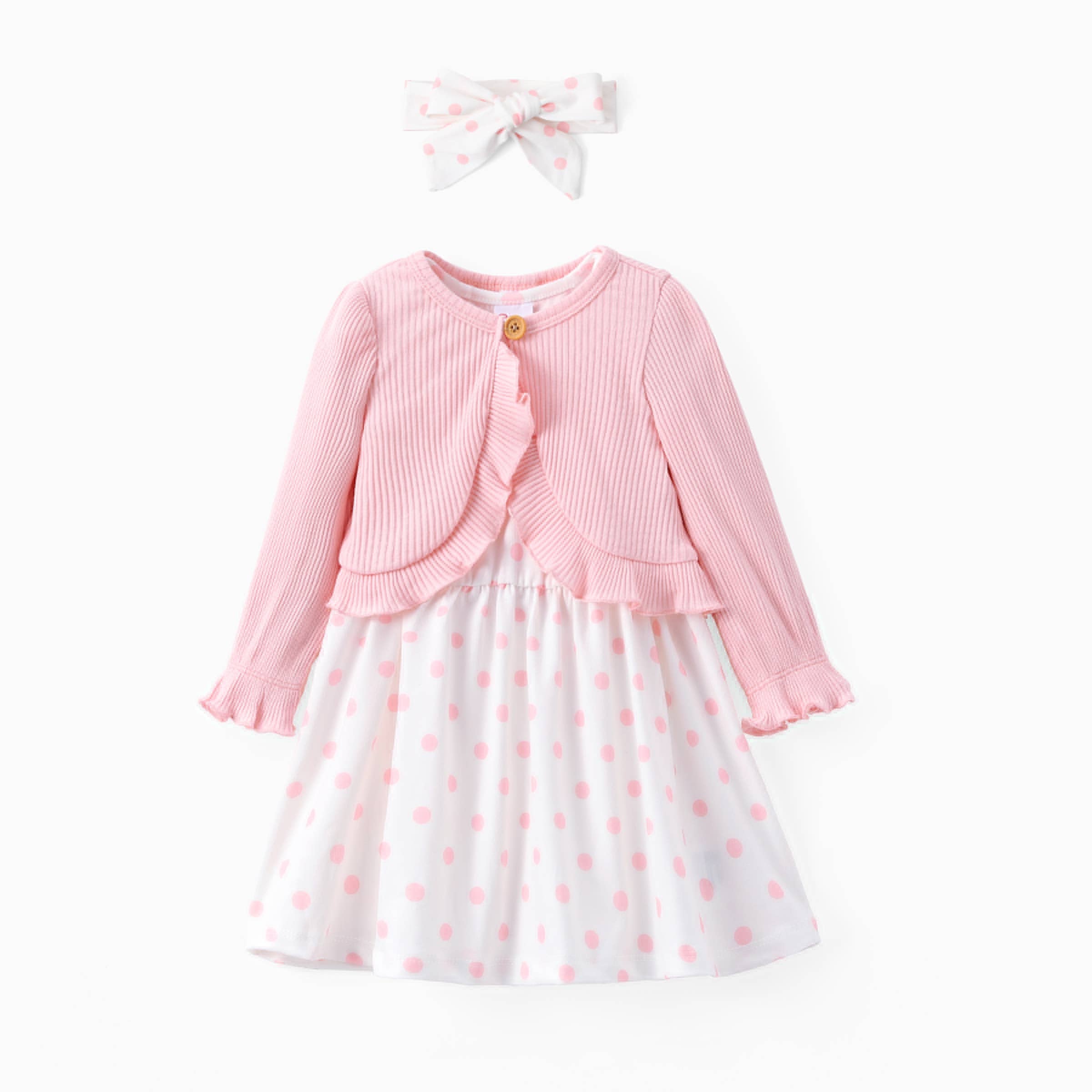PatPat - Wholesale Jurk - Kinderen - 93% Katoenen Baby Meisjes Bloemenjurk met Vest & Haarband0