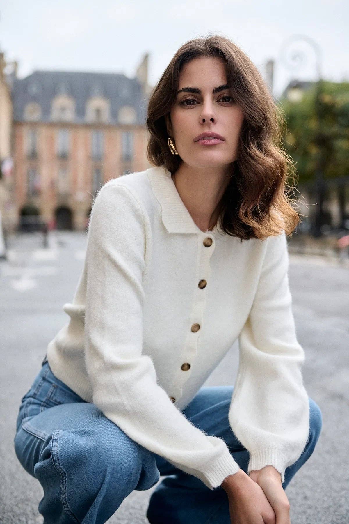 Nathael Paris – Cardigan - Mulher por atacado – Cardigã de alpaca e lã com gola festonada5