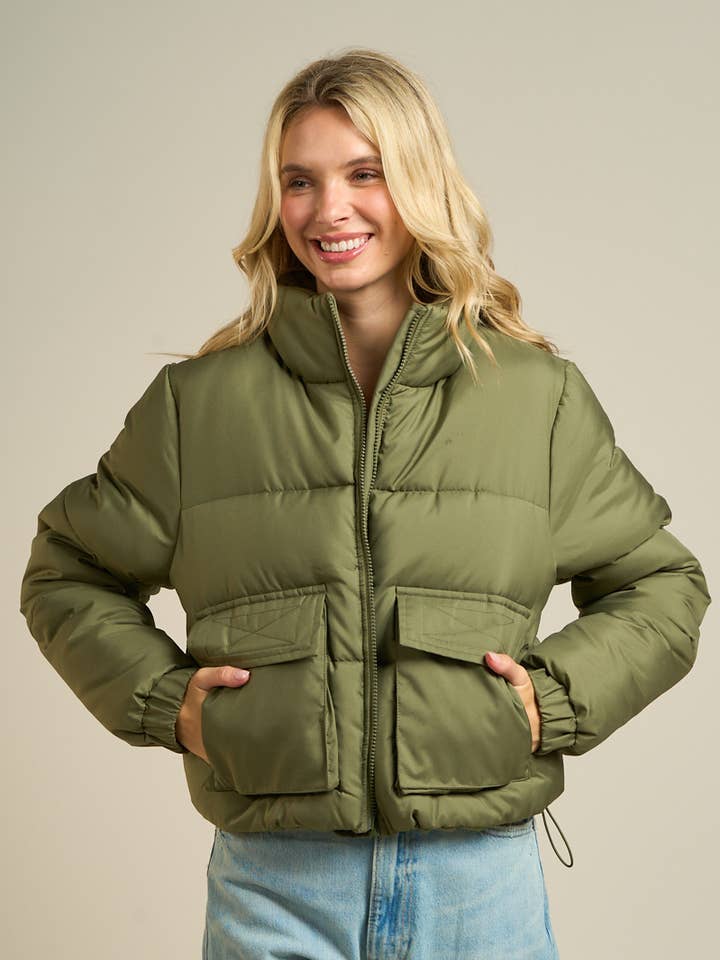 ANWND - Wholesale Puffer Jacket - Women's - 2326-Utility Pocket Puffer Jacket0