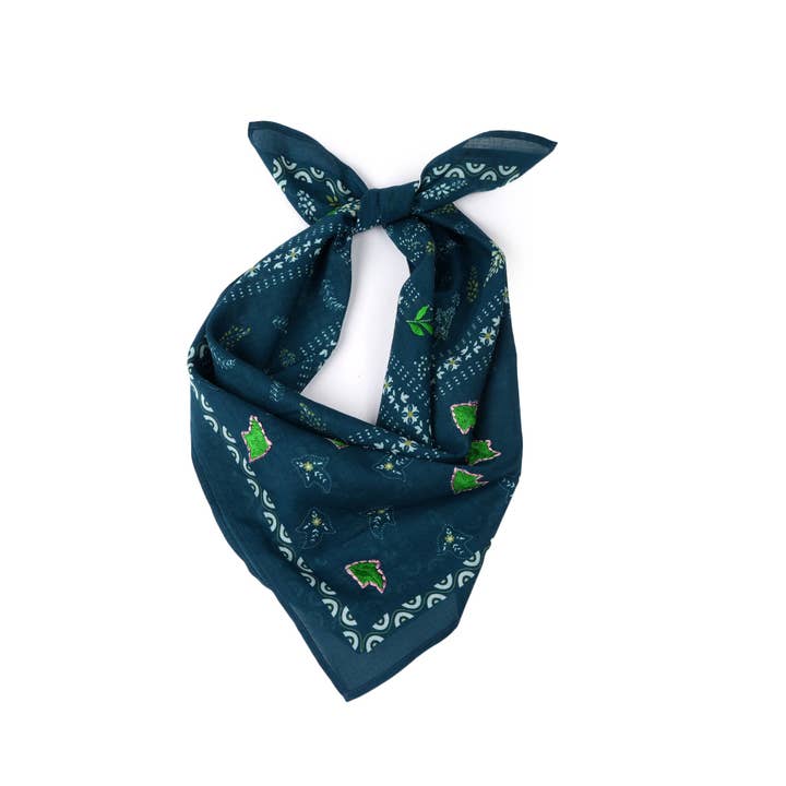 Paisley Patch Embroidered Bandana - Teal Blue for wholesale by Vismaya - A Brand by Shivani LLC
