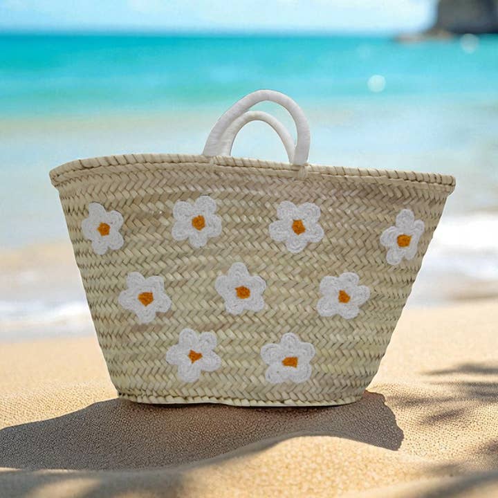 Handvävd blommig stråväska - Korg med stråhandtag för wholesale av MOROHANDS