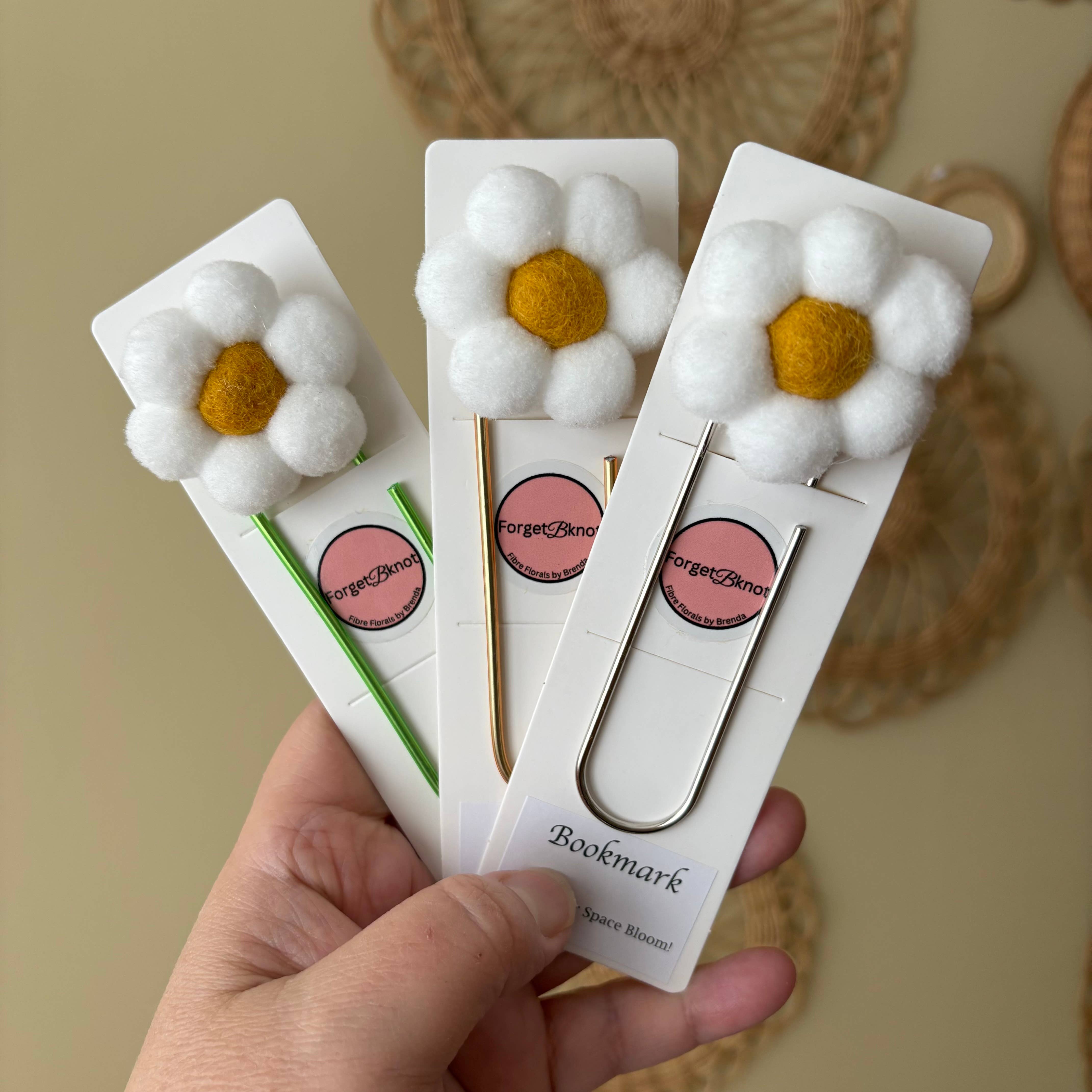 ForgetBKnot - Wholesale Bookmark - Flower Bookmark/ Oversized Paper Clip/ Pompom & Felt Flower 8