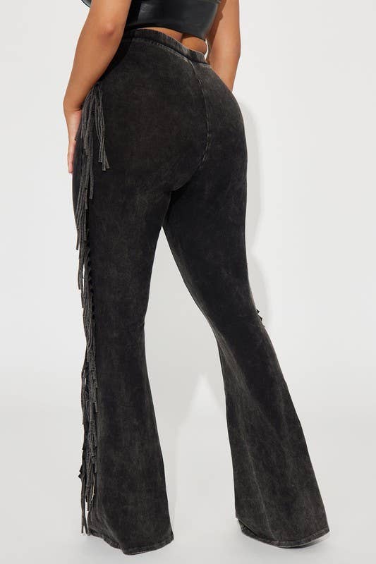 5besties inc - Wholesale Pants - Women's - Mineral Wash Fringe Detail Pants0