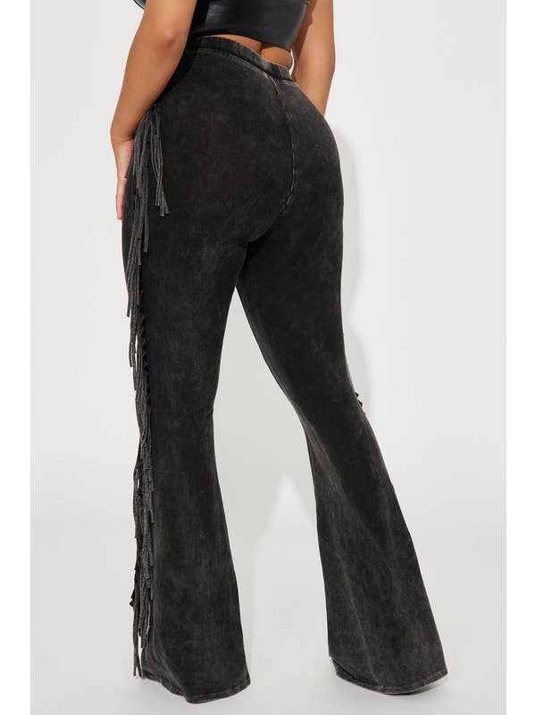 5besties inc - Wholesale Pants - Women's - Mineral Wash Fringe Detail Pants