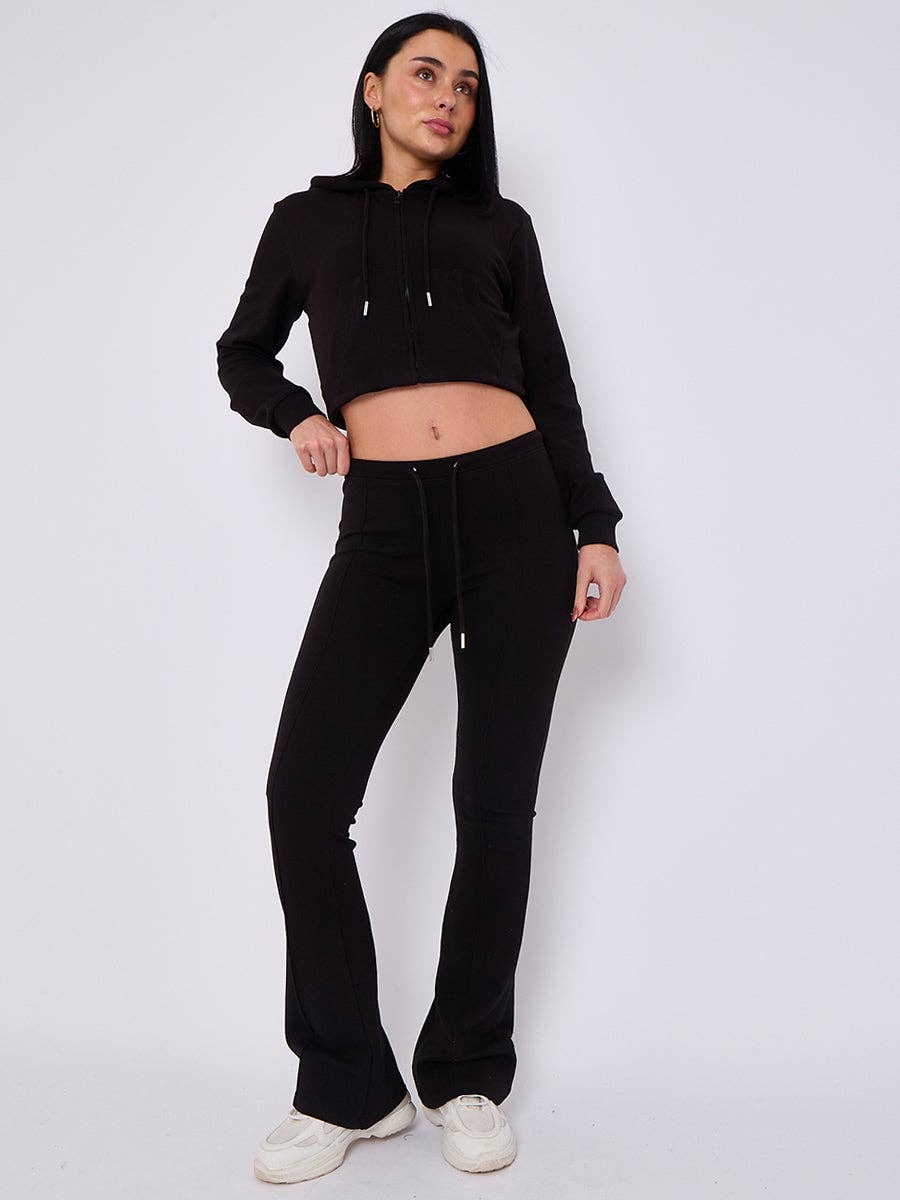 AX Labels - Wholesale Lounge Set - Women's - Interlock Cropped Zip Hoodie and Flared Trouser Set2